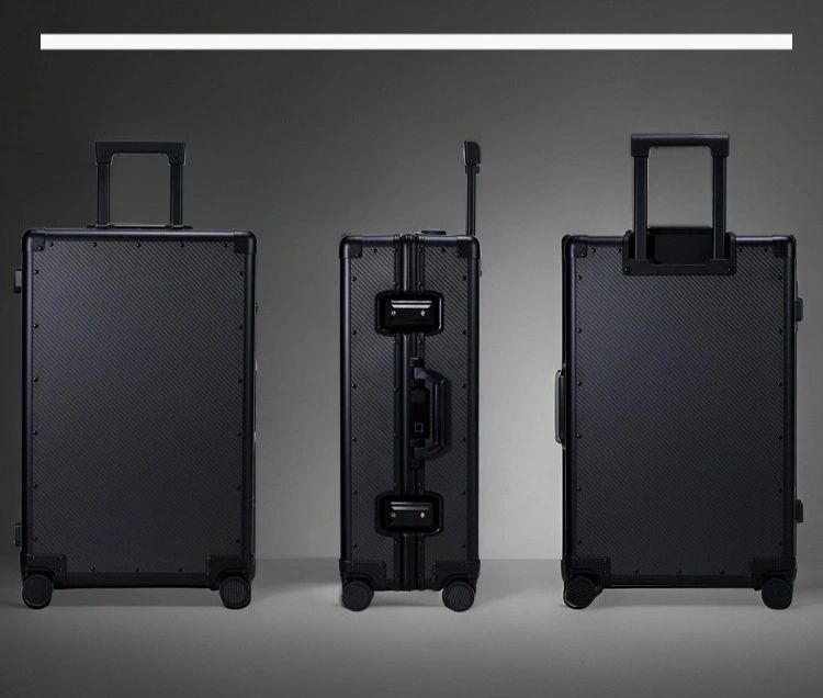 Carbon fiber black suitcase