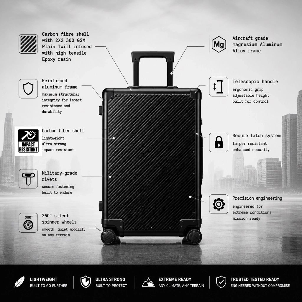 100% Genuine Carbon Fiber Luggage